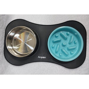 Anipaw Slow Feeder Dog Bowls 3 in 1 Stainless Steel Dog Food and Water Bowls wit